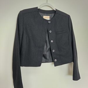 Pendleton Black 100% Wool Cropped Button Front Jacket Made in USA Winter
